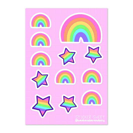 Rainbow and Stars Sticker sheet