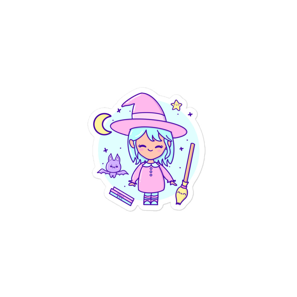 Pink/Blue Witch Bubble-free stickers