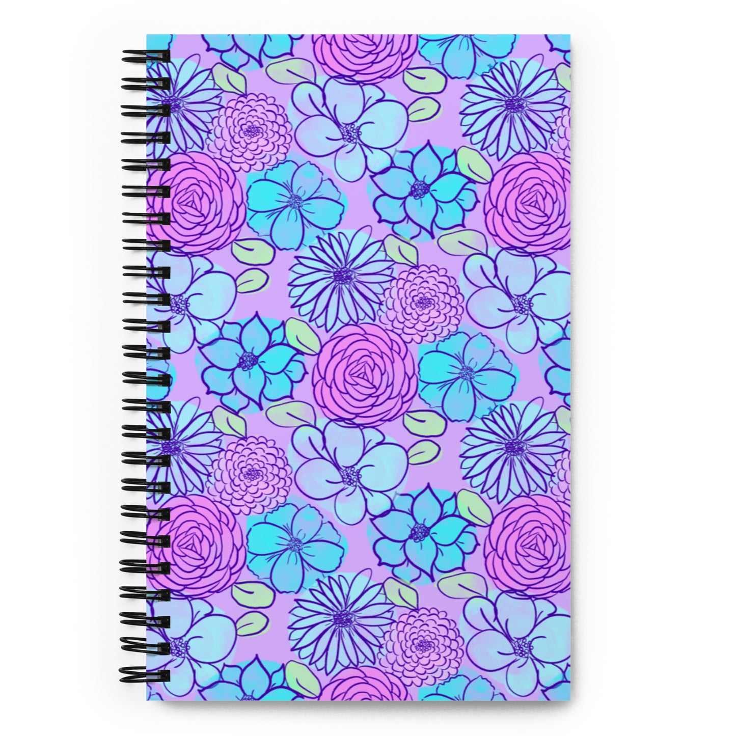 Purple and Blue Watercolor Flowers Spiral notebook